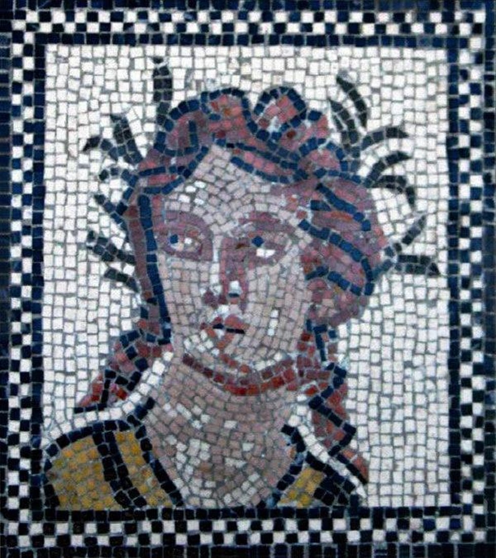 Goddess of Spring Mosaic: Goddess of Spring Mosaic The Goddess of Spring Mosaic is apart of a wide collection of Mythological Mosaics. This mosaic illustrates the profile of the goddess of 'Spring'. This masterpiece is