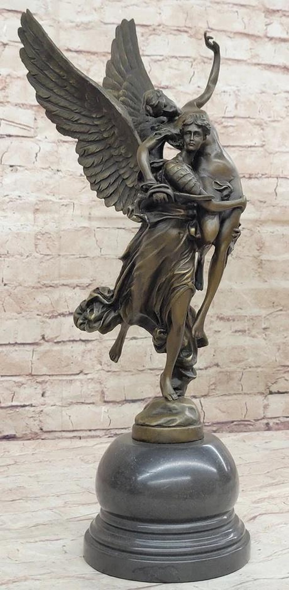 Angelic Rescuer Depicting an Angel Carrying Man to Glory Bronze Art Sculpture - 19" x 9" (1 of 7)