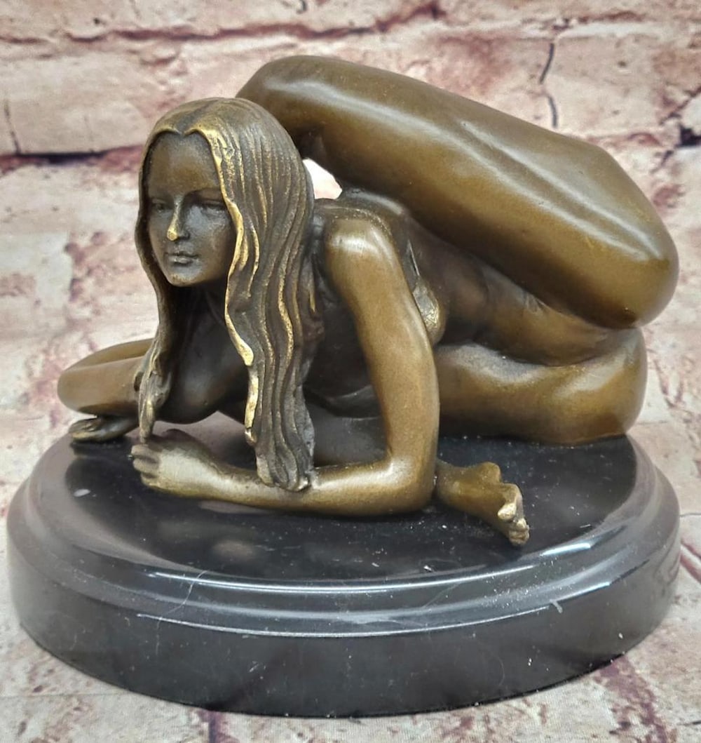 Original Signed Jean Patou Limited Edition Bronze Contortionist Dancer Sculpture - 6" x 7" (1 of 6)