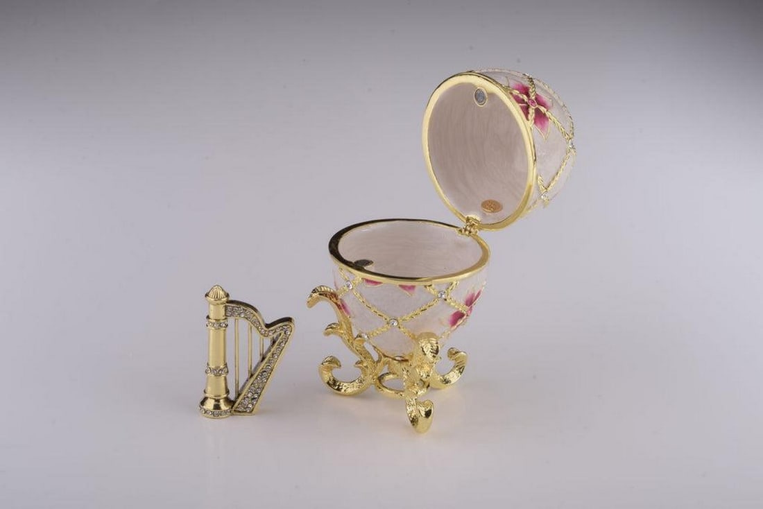 White Egg with Flowers & Harp - 3