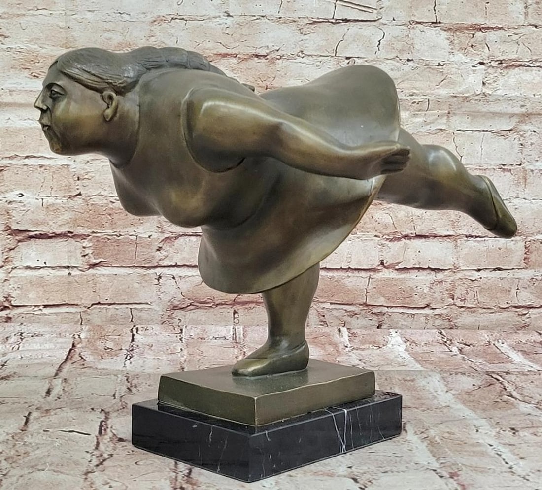 Poised in Motion Bronze Ballerina Inspired by Botero - 11" x 16": Poised in Motion Bronze Ballerina Inspired by Botero - 11" x 16" Whimsical, graceful, and boldly expressive, Poised in Motion is a bronze sculpture inspired by Fernando Botero’s iconic style