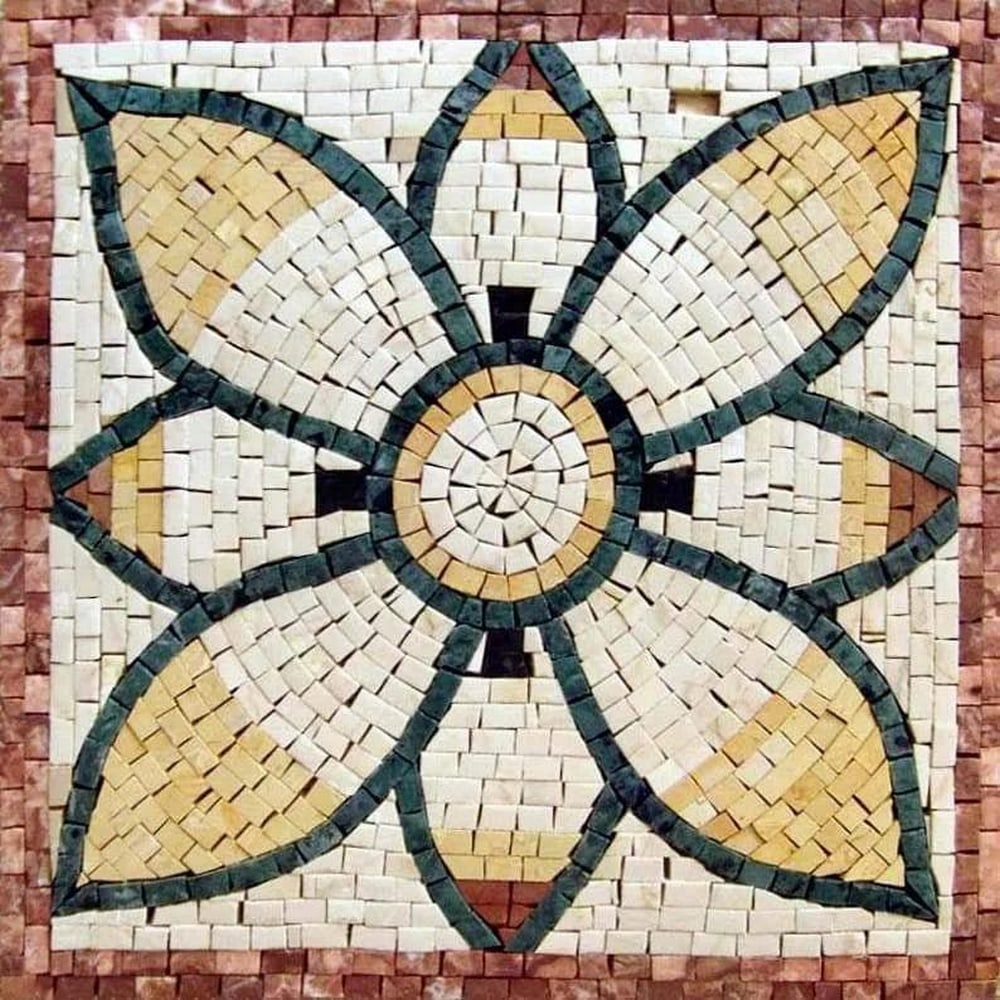 Accent Mosaic Marble: Accent Mosaic Marble A handcrafted marble mosaic designed as a decorative accent piece. Made from individually arranged marble tiles, it features a refined pattern with subtle color variation and