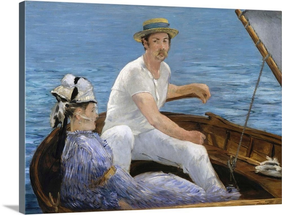 Boating Canvas Reproduction: Boating Canvas Reproduction By Edouard Manet Manet summered at Gennevilliers in 1874, often spending time with Monet and Renoir across the Seine at Argenteuil, where Boating was painted. Beyond adopti