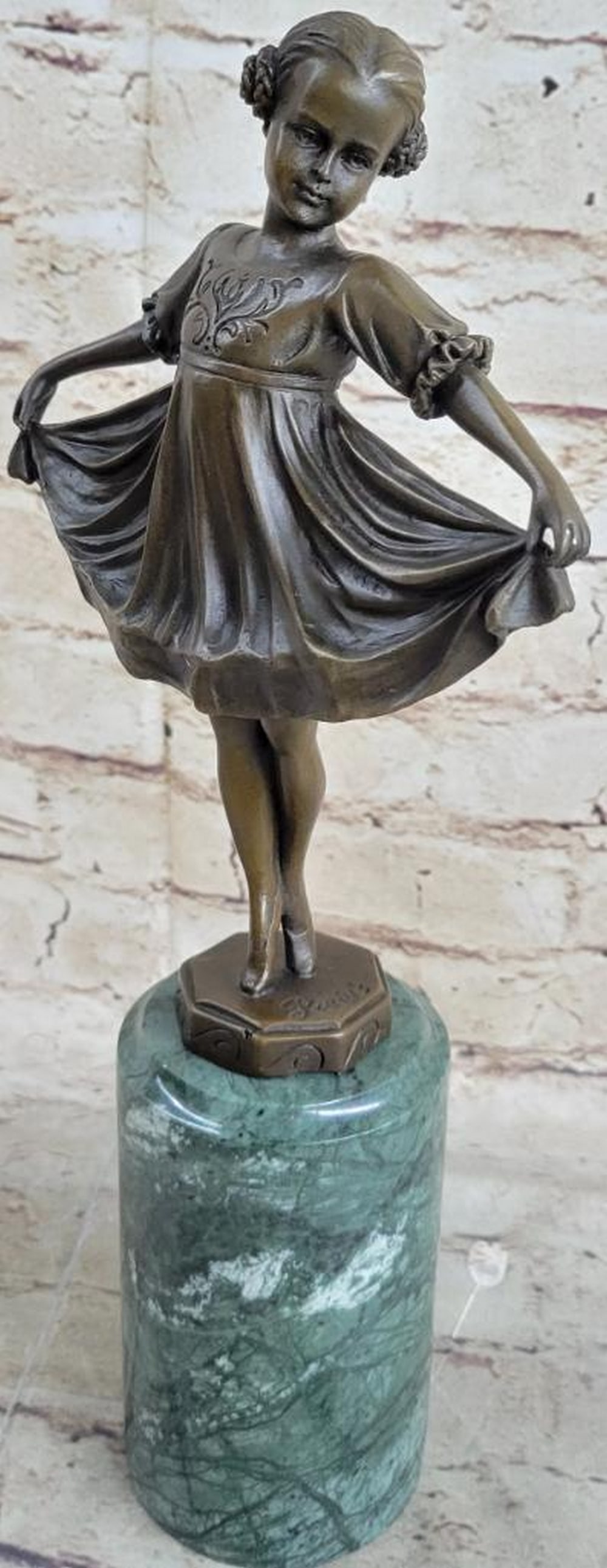 Graceful Dancer" Preiss Inspired Bronze Statue with Green Marble Base - 13" x 6 (1 of 7)