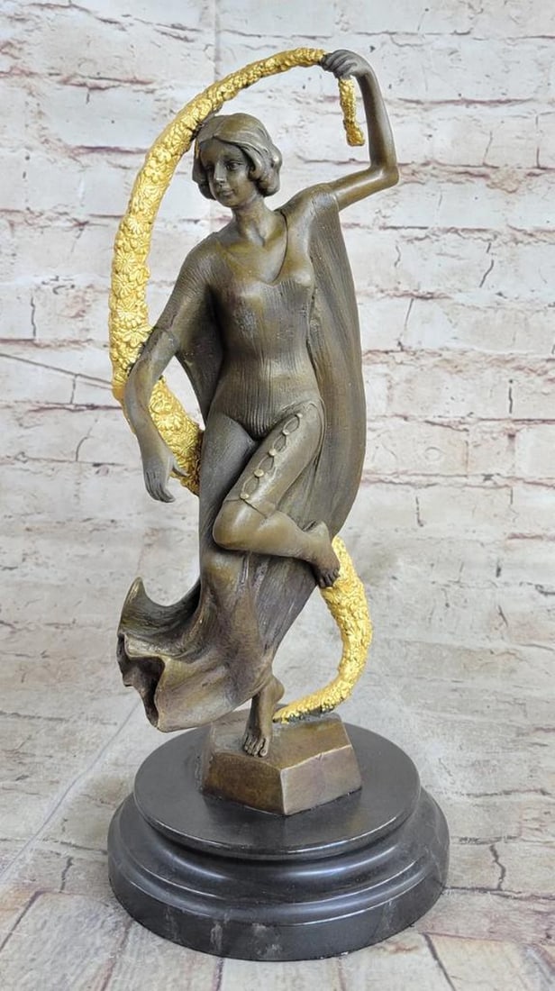 Dancing with the Divine Guirande's Bronze Art Sculpture 'Woman with Thyrsus' - 14" x 6": Dancing with the Divine Guirande's Bronze Art Sculpture 'Woman with Thyrsus' - 14" x 6" For those enchanted by the exuberance of the Roaring Twenties, the rhythms of Jazz, and the 