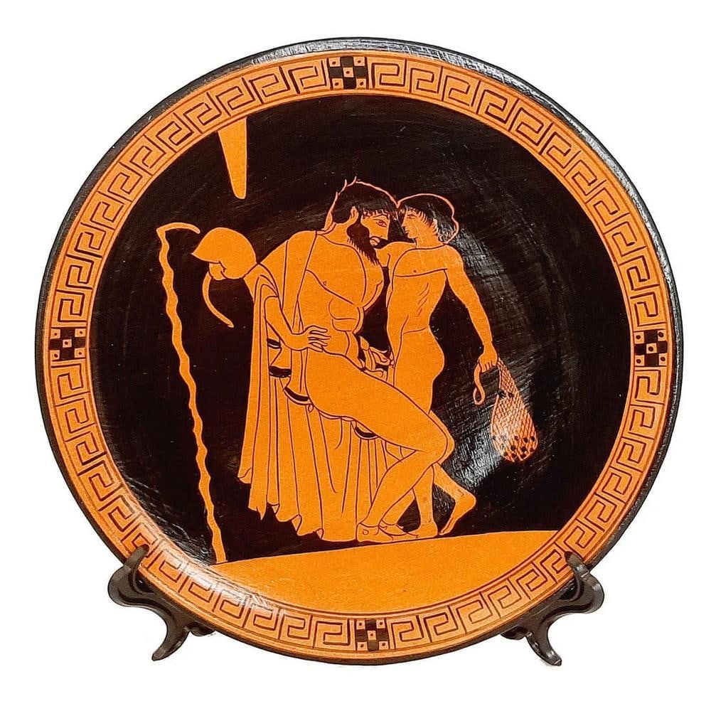 Greek Red-Figure Ceramic Plate - Kylix Scene Replica (1 of 4)