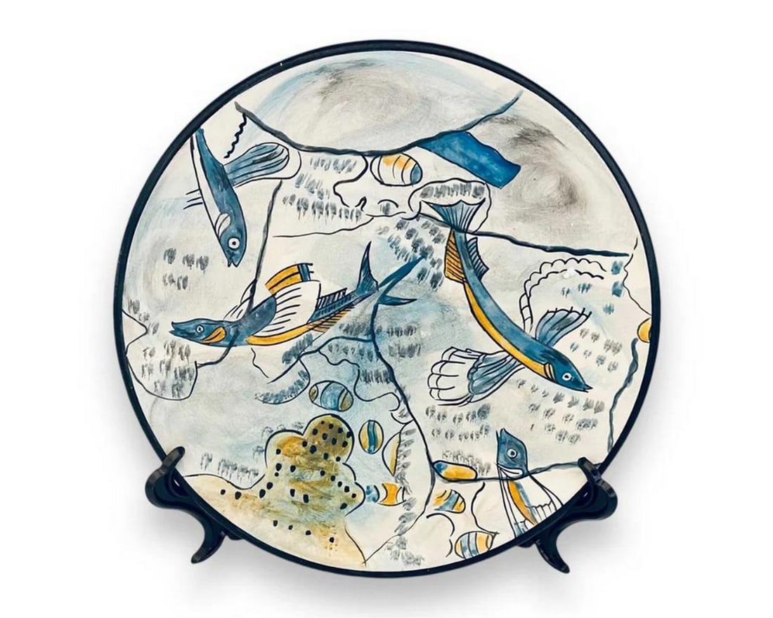 Fisherman Fresco – Santorini Ceramic Decorative Plate (1 of 4)