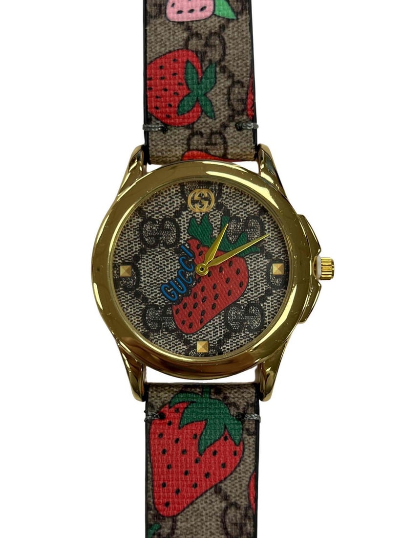 Inspired by Gucci Strawberry Printed Watch: Inspired by Gucci Strawberry Printed Watch The timeless contemporary strawberry watch is as sweet as the real thing. However it has just the right amount of “tang” to leave you wanting more. D