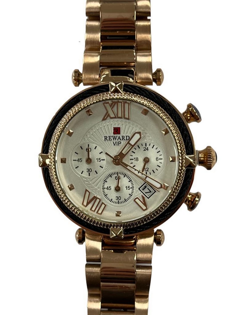 Women's Luxury Rose Gold Stainless Steel Calendar Watch: Women's Luxury Rose Gold Stainless Steel Calendar Watch Introducing the Women's Luxury Rose Gold Stainless Steel Calendar Watch—a captivating timepiece that embodies opulence and practicalit