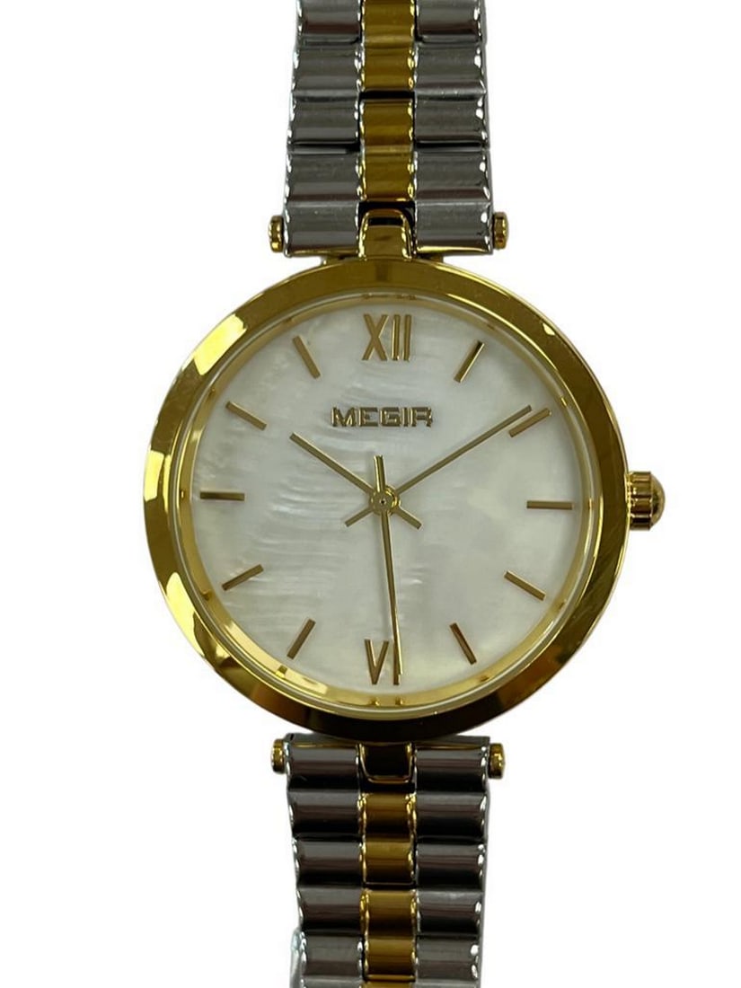 Women's Elegant Silver & Gold Stainless Steel Watch With Mother of Pearl Dial: Women's Elegant Silver & Gold Stainless Steel Watch With Mother of Pearl Dial Introducing the Women's Elegant Silver & Gold Stainless Steel Watch With Mother of Pearl Dial—a truly ex