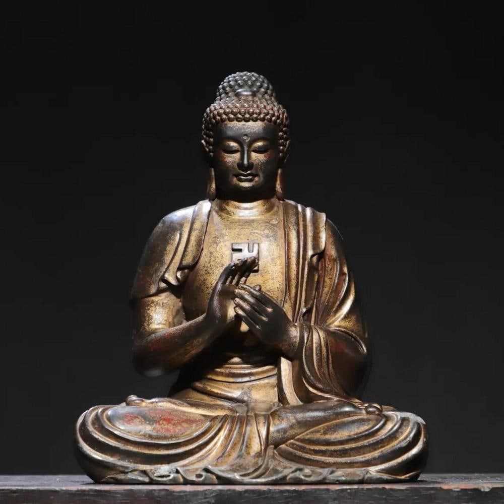Pure Copper & Gilt Vairocana Buddha Statue (1 of 7)