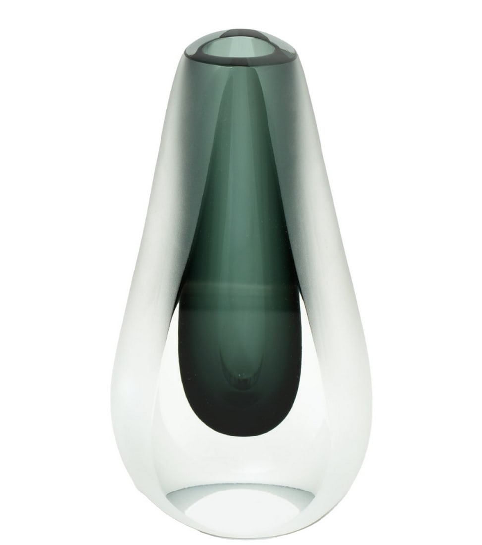 Diafon Grey Murano Glass Vase - Sommerso Technique: Diafon Grey Murano Glass Vase - Sommerso Technique This luxury vase is handmade using the renowned Sommerso technique in Murano glass. The unique frozen effect on its surface is achieved through a spe