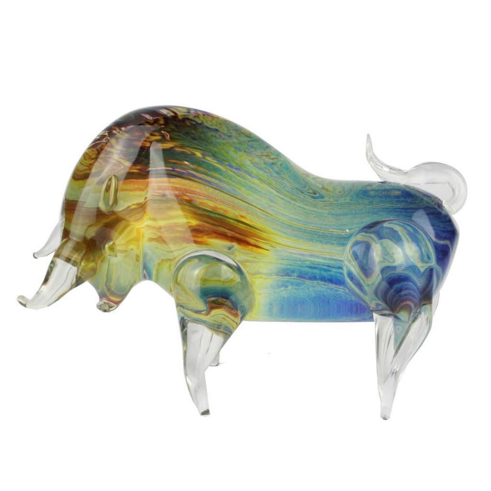 Chalcedony Bull – Handcrafted Murano Glass: Chalcedony Bull – Handcrafted Murano Glass This exclusive Murano glass sculpture depicts a bull, meticulously crafted in clear glass and chalcedony using traditional free-hand techniques on a punty.