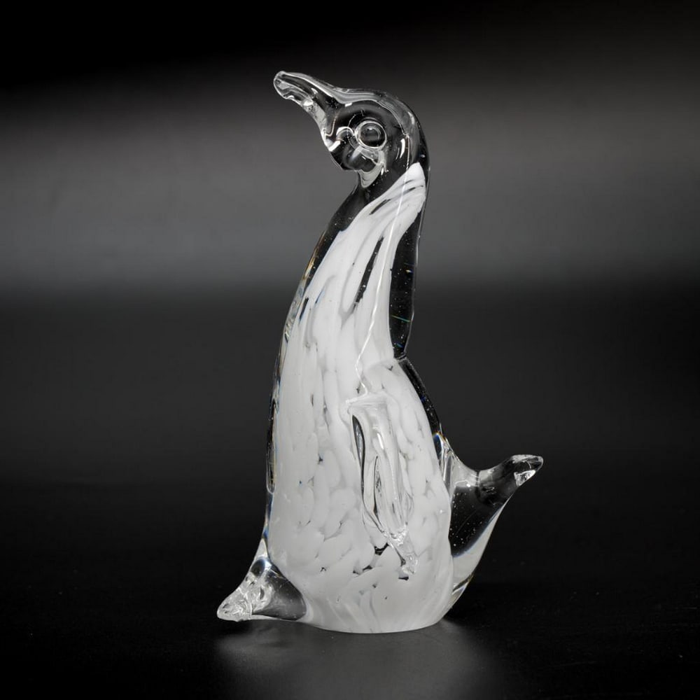 White Sommerso Penguin – Handcrafted Murano Glass: White Sommerso Penguin – Handcrafted Murano Glass This handcrafted Murano glass penguin figurine is created using the white sommerso technique, resulting in a layered, luminous effect. Sculpted enti