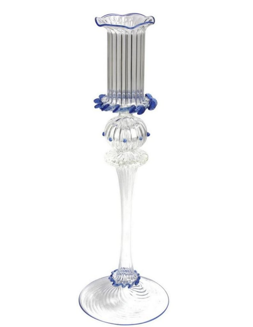 Venetian Blu Murano Glass Candle Holder (1 of 2)
