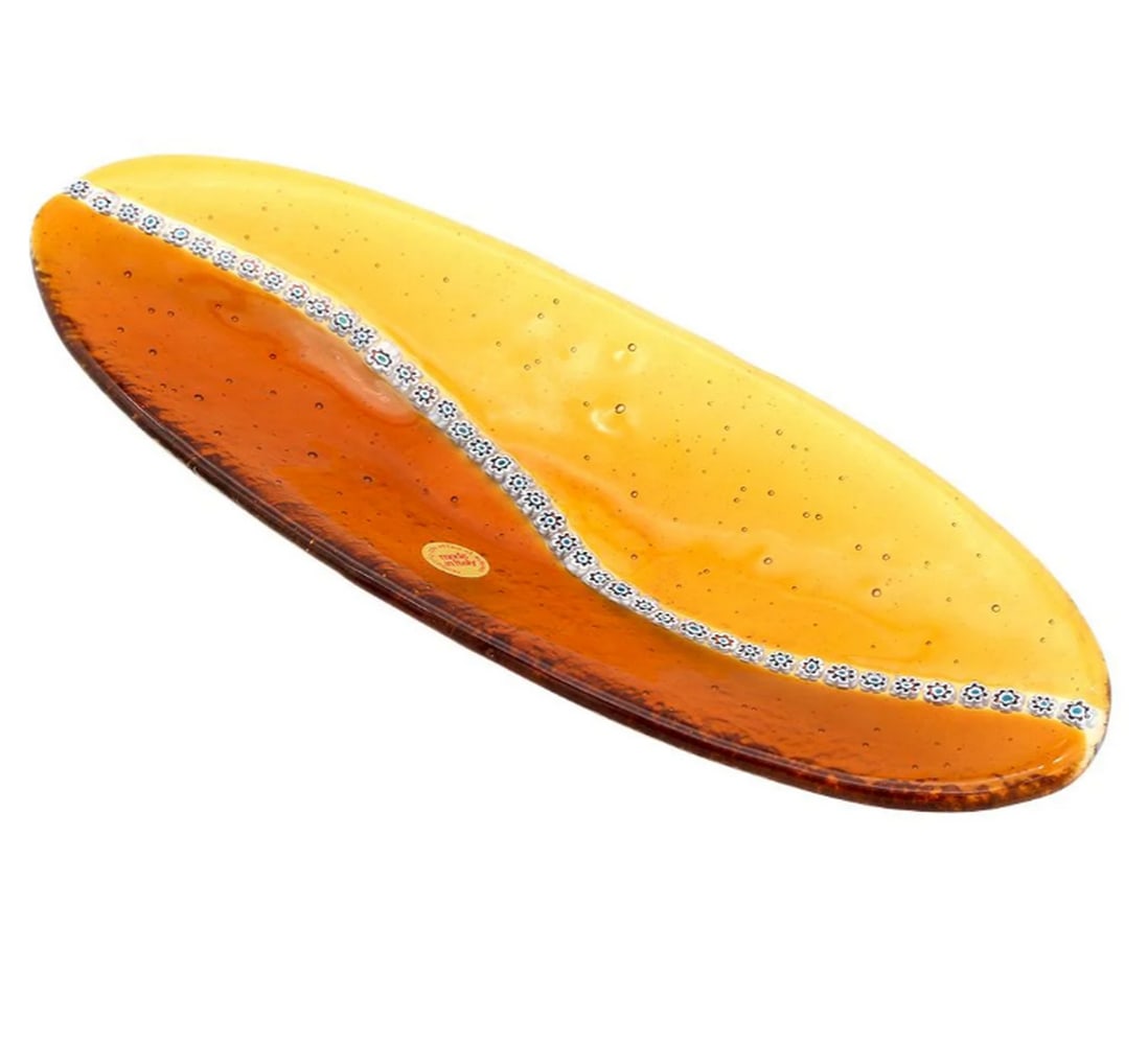 Amber Millefiori Fused Glass Catchall Plate (1 of 3)
