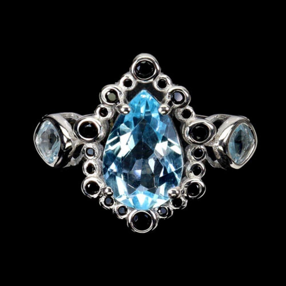 Sterling Silver & Pear Cut Topaz Ring (1 of 1)
