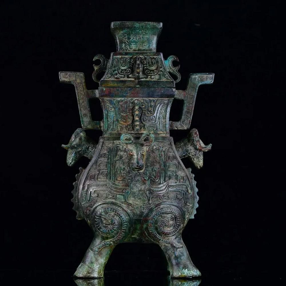 Antique Chinese Bronze Furnace Ornament with Sheep Design: Antique Chinese Bronze Furnace Ornament with Sheep Design This antique Chinese bronze furnace ornament features a detailed sheep design, symbolizing peace, prosperity, and vitality. The intricately cr
