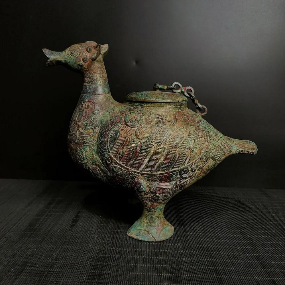 Antique Chinese Duck Shaped Bronze Pot (1 of 8)