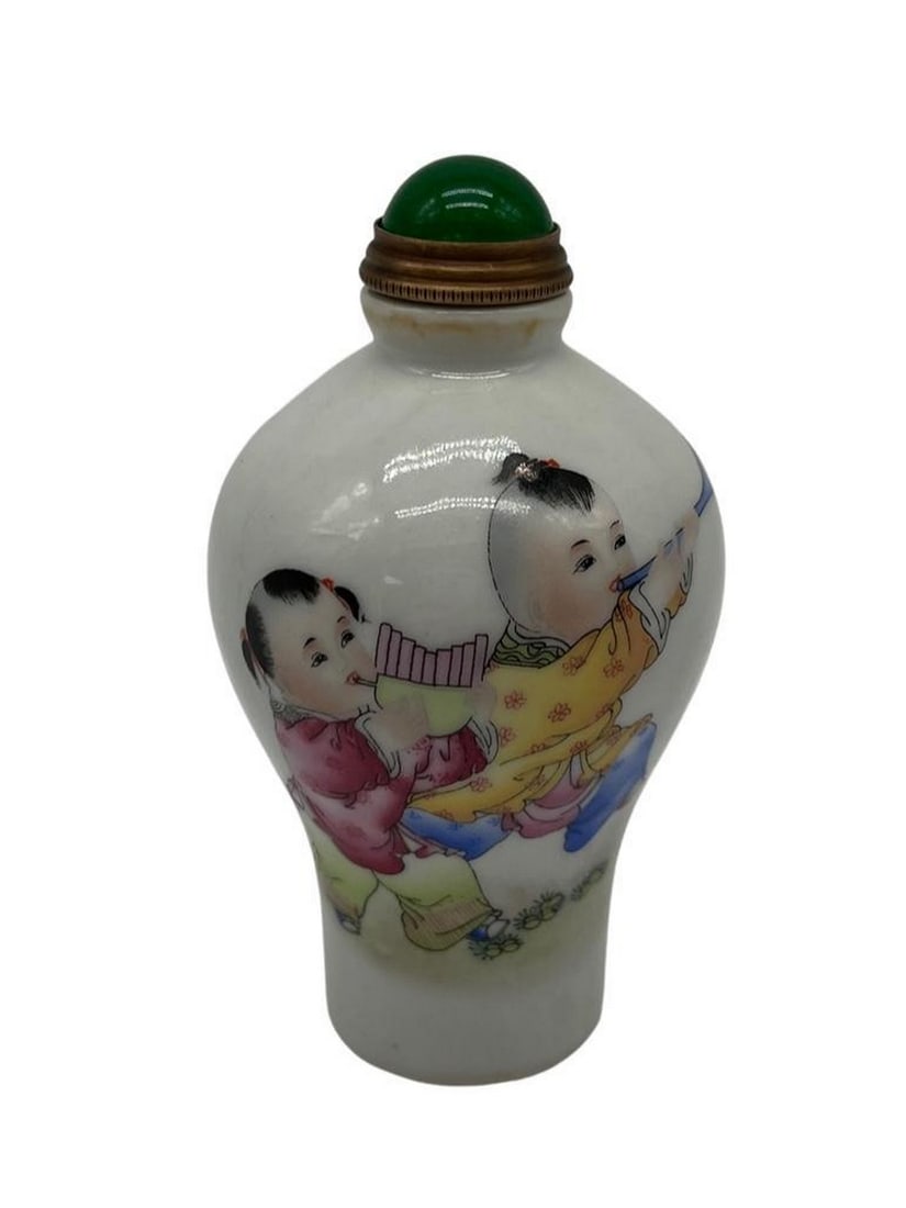 Children Playing Instruments Snuff Bottle: Children Playing Instruments Snuff Bottle Snuff Bottles were said to be introduced in the mid 16th to 17th century by second ruler Kangxi Emperor. It is said that Jesuit missionari
