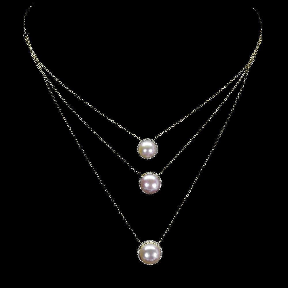 18" 10mm Round Creamy Peach Pearl 925 Sterling Silver Necklace: 18" 10mm Round Creamy Peach Pearl 925 Sterling Silver Necklace This elegant 18-inch necklace showcases lustrous 10mm round creamy peach pearls, beautifully set in 925 sterling silver. The soft, wa