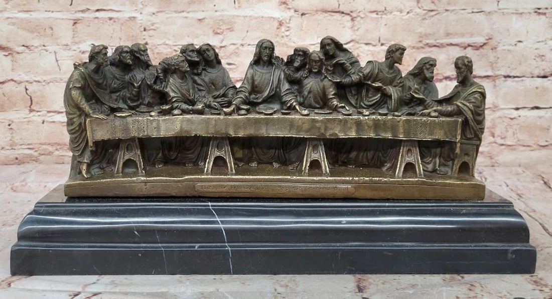 Last Supper Bronze Sculpture with Marble Base – 7" x 15" (1 of 6)