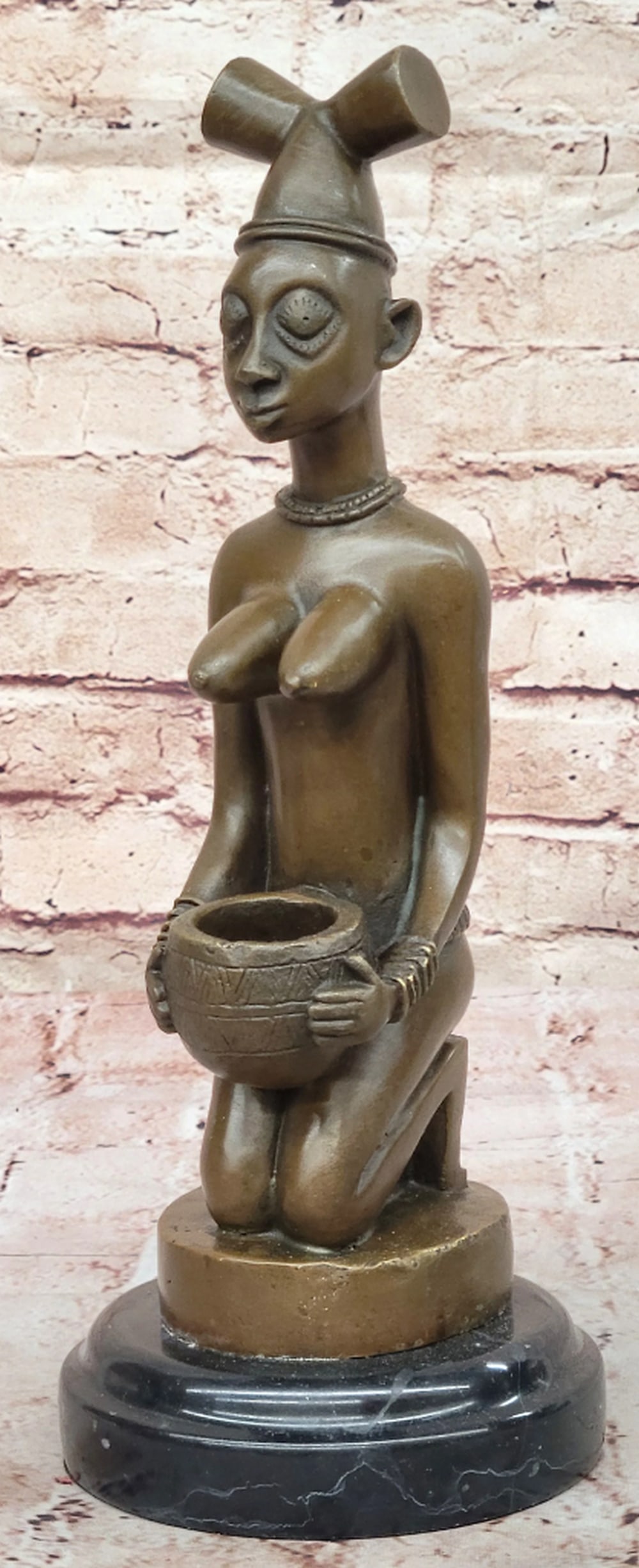 African Tribal Original Bronze Statue - 12" x 4.5": African Tribal Original Bronze Statue - 12" x 4.5" This Bronze Maternity Sculpture honors the strength and grace of African womanhood, embodying fertility and nurturing energy. With intricate 