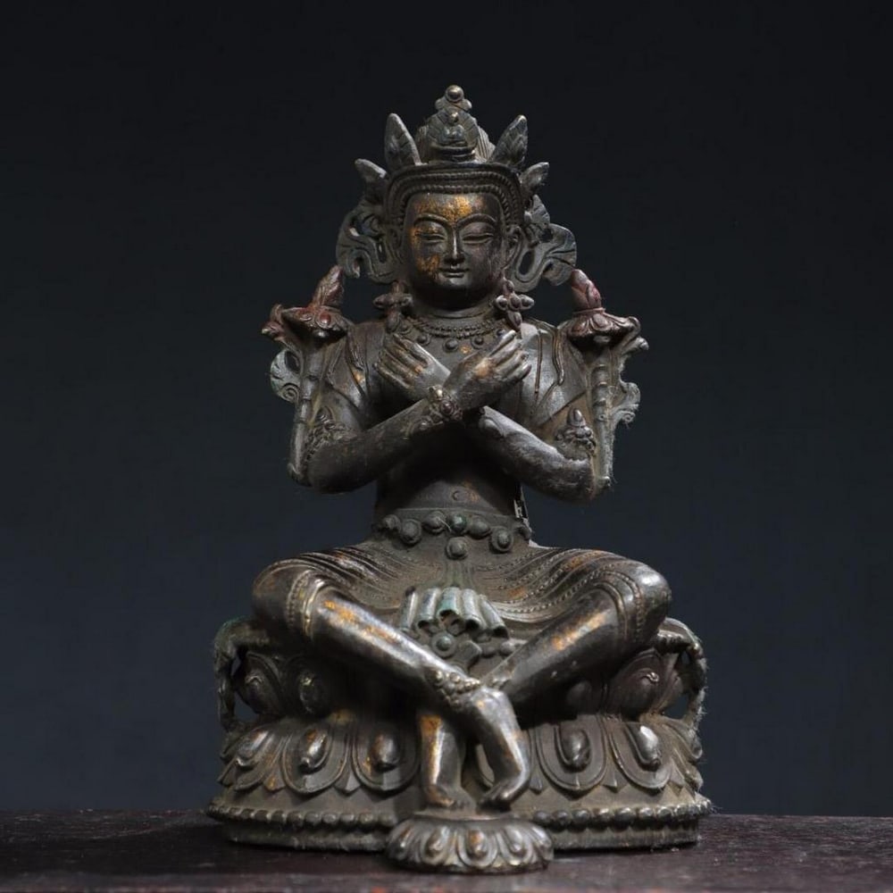 Chinese Antique Handmade Pure Bronze Maitreya Buddha Statue (1 of 7)