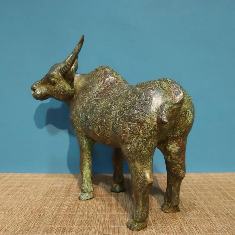 Chinese Handmade Bronze Full-Work Ox Statue - 2