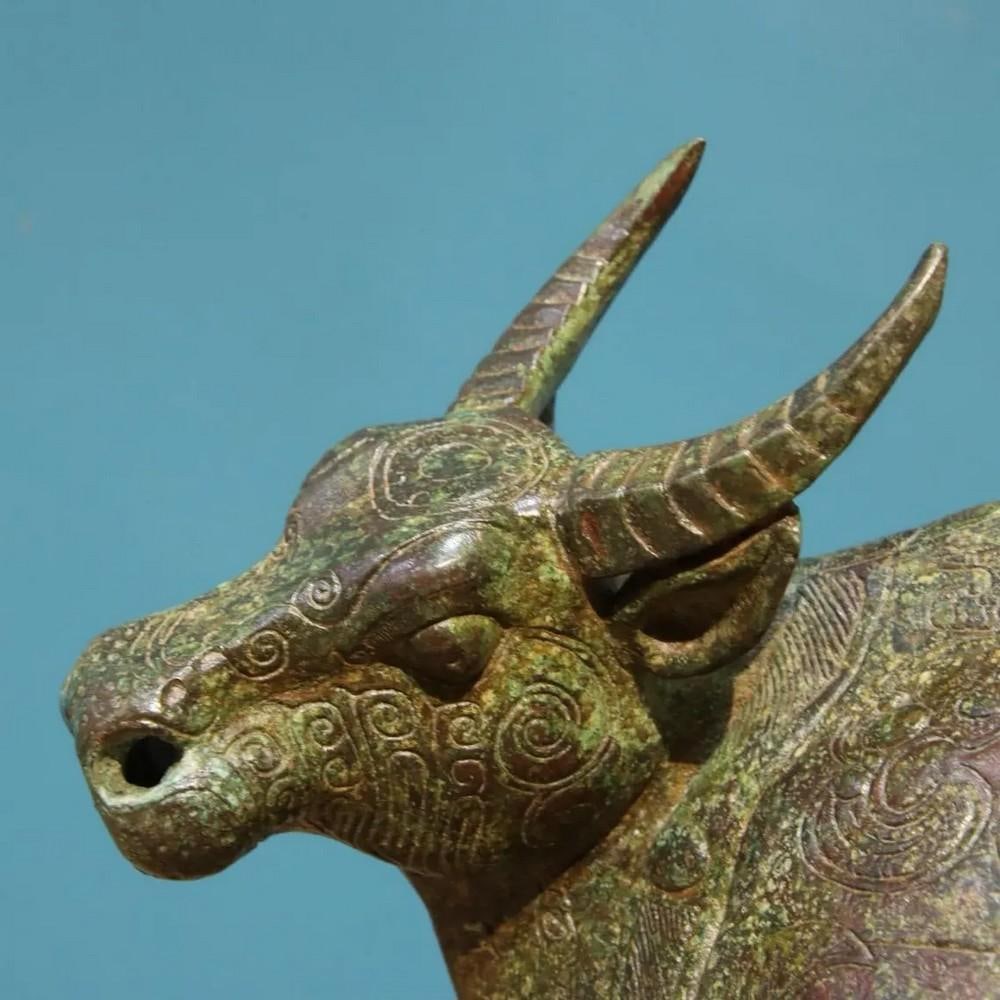 Chinese Handmade Bronze Full-Work Ox Statue - 3