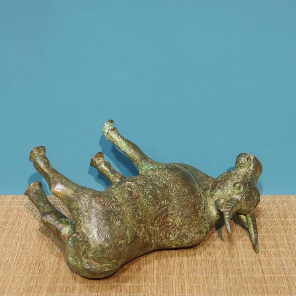 Chinese Handmade Bronze Full-Work Ox Statue - 6