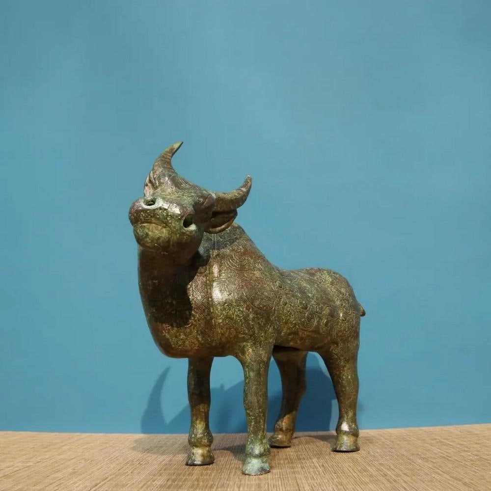 Chinese Handmade Bronze Full-Work Ox Statue - 7