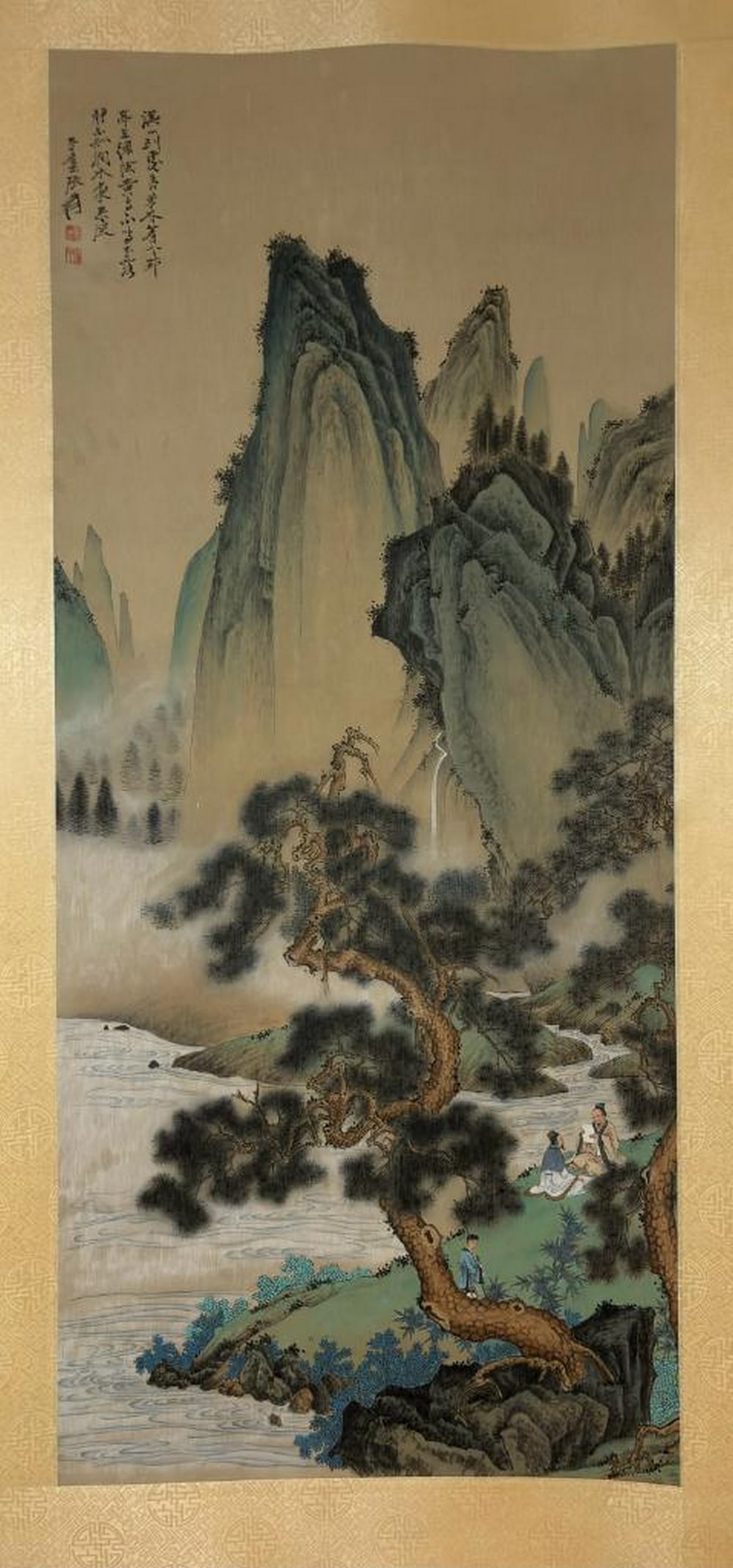 Zhang Daqian Inspired Hand-Painted Landscape Scroll: Zhang Daqian Inspired Hand-Painted Landscape Scroll An inspired hand-painted landscape scroll in the style of Zhang Daqian, one of the most celebrated Chinese artists of the 20th century. Rendered in 