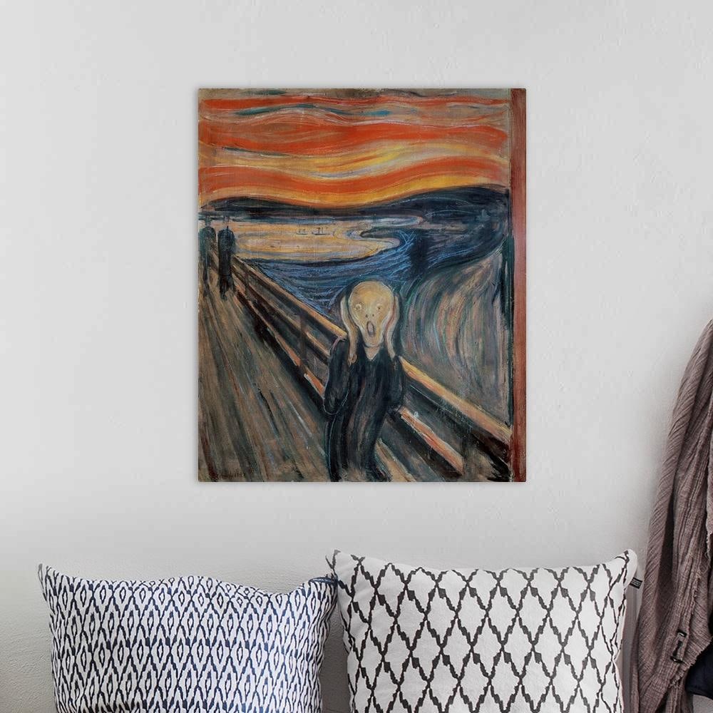 The Scream, 1893 Canvas Reproduction: The Scream, 1893 Canvas Reproduction Experience one of the most iconic images in art history with Edvard Munch’s The Scream. Painted in 1893 using oil, tempera, and pastel on cardboard, this hauntin