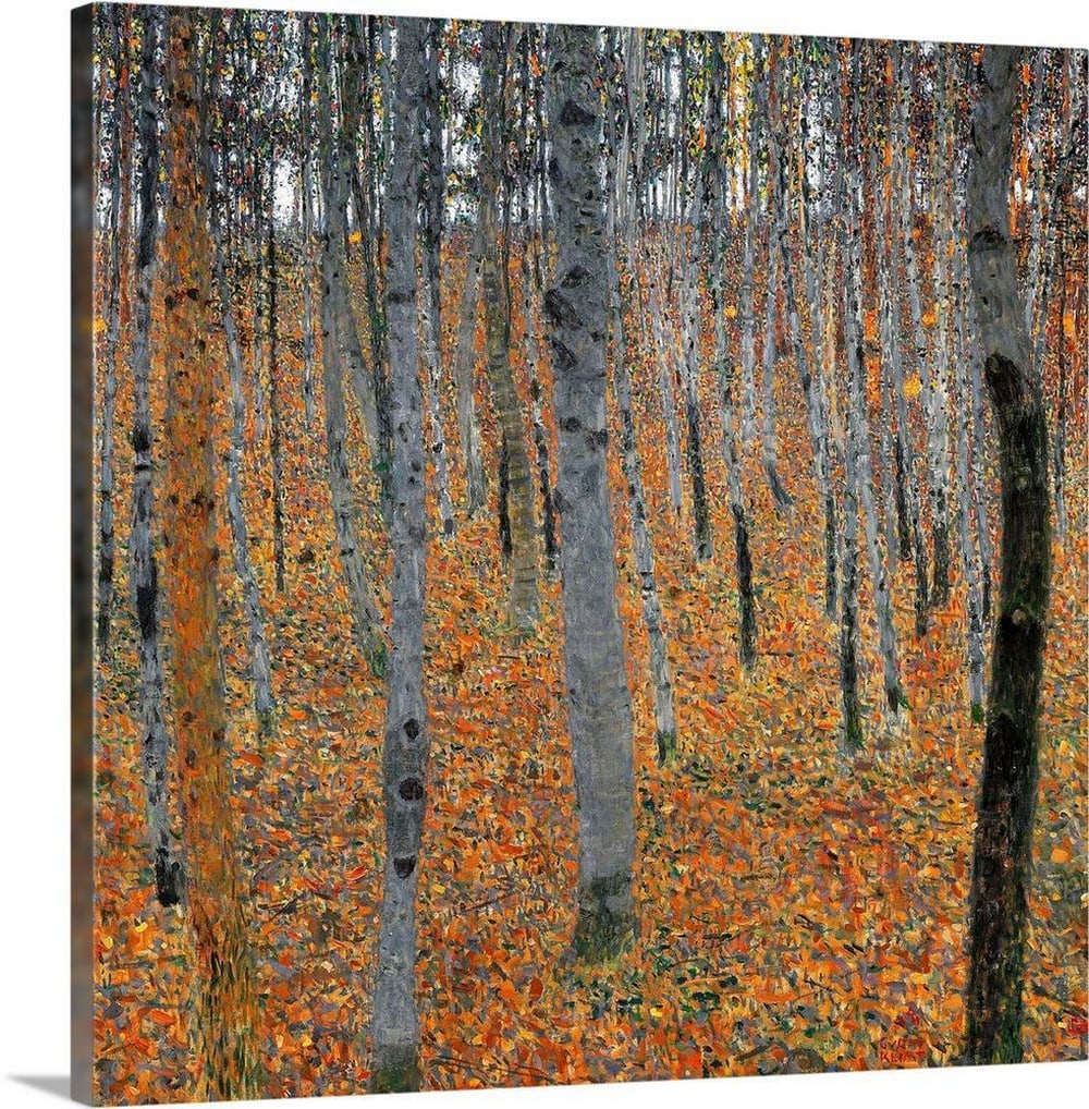 Beechwood Forest Canvas Reproduction: Beechwood Forest Canvas Reproduction Immerse your space in natural elegance with Gustav Klimt’s Beechwood Forest, a mesmerizing depiction of sunlight filtering through dense woodland. This canvas re