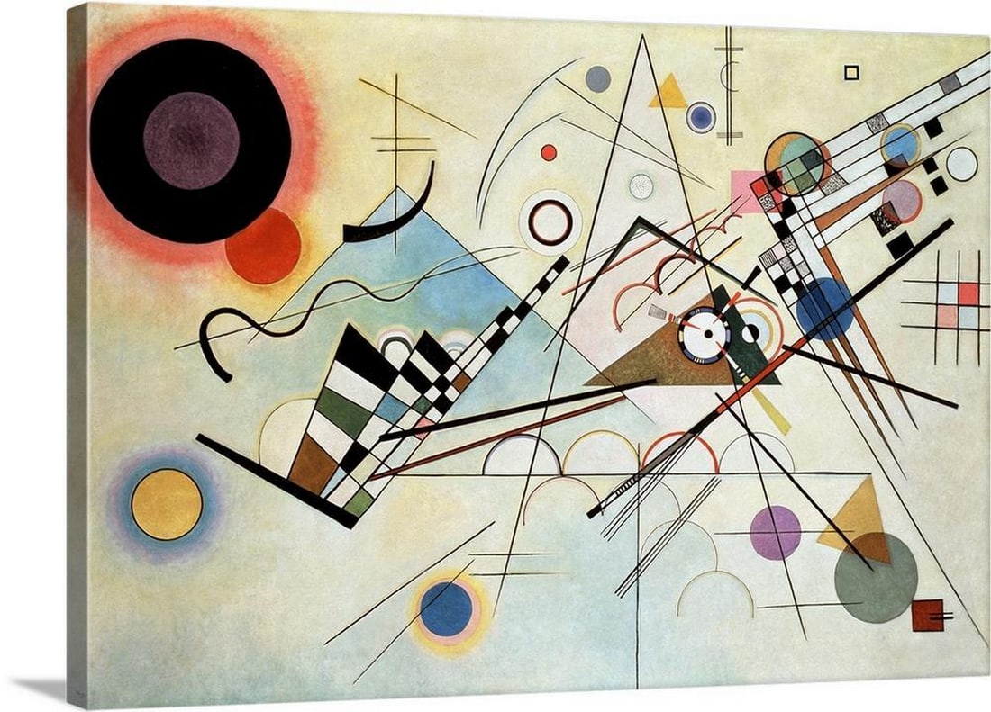 Composition VIII Canvas Reproduction: Composition VIII Canvas Reproduction Add a bold statement to your space with Wassily Kandinsky’s Composition VIII, a striking example of early abstract art. This canvas reproduction features dynamic