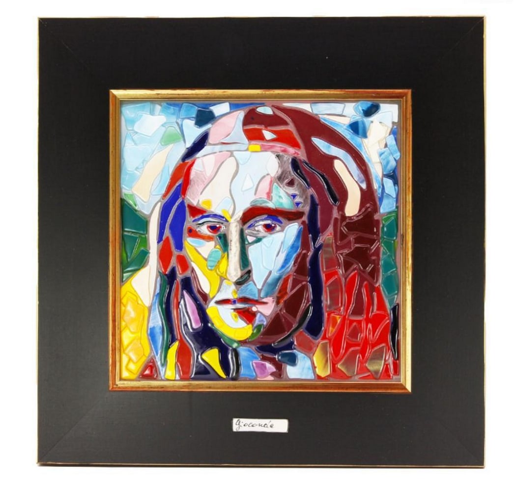 La Gioconda Murano Glass Canvas Artwork After Leonardo Da Vinci: La Gioconda Murano Glass Canvas Artwork After Leonardo Da Vinci Introducing our La Gioconda Murano Glass Canvas Artwork, a stunning tribute plate to the artist Leonardo da Vinci. A must-have for glass