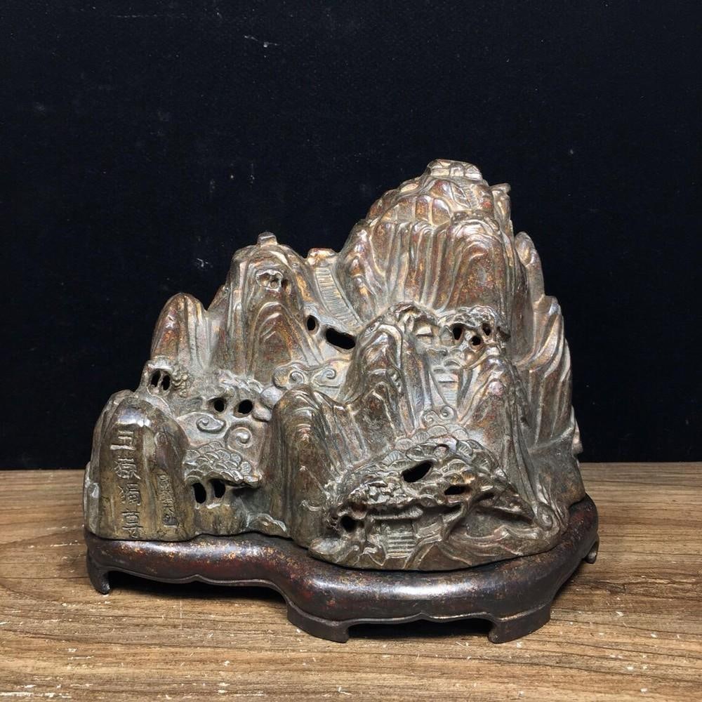 Handcrafted Copper Five Sacred Mountains Reversing Incense Burner Chinese Antique (1 of 5)