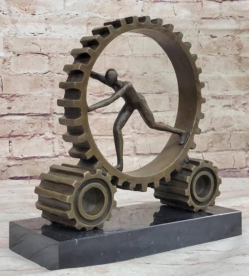 Whisper of Mechanism Cog in the Machine Abstract Original Bronze Sculpture - 11" x 11": Whisper of Mechanism Cog in the Machine Abstract Original Bronze Sculpture - 11" x 11" Experience the dynamic synergy of athleticism embodied in this compelling bronze sculpture, which portray