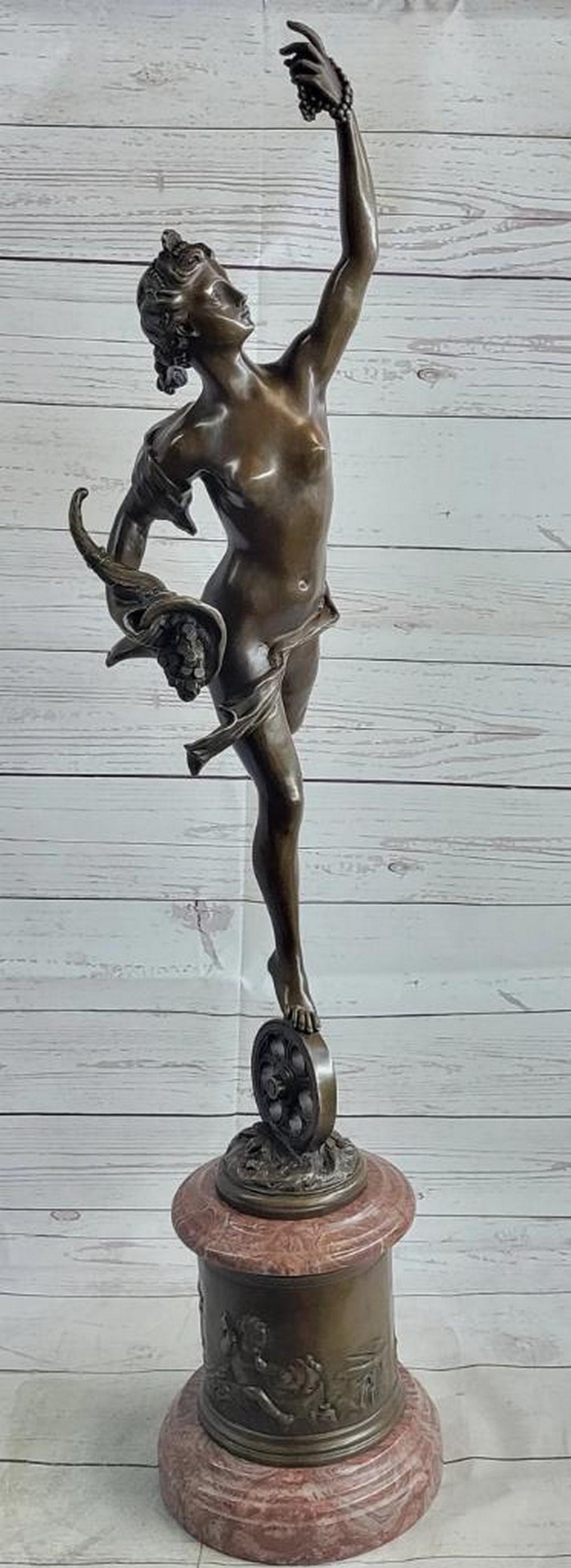 Nude Fortuna Large Original Bronze Statue by Milo - 35" x 14.5": Nude Fortuna Large Original Bronze Statue by Milo - 35" x 14.5" This exquisite bronze statue, "Nude Fortuna," by Milo celebrates beauty and fate. Inspired by Giambologna, it features t