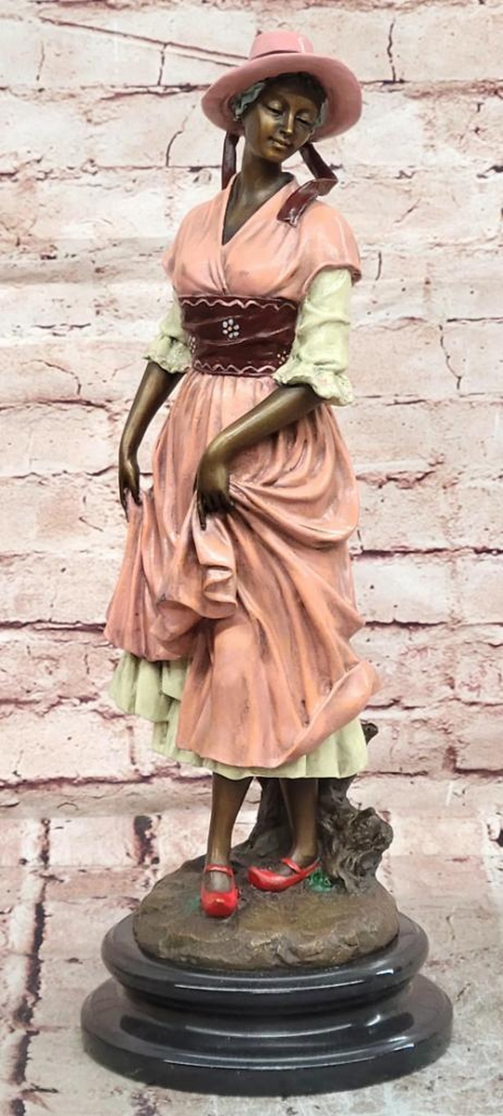 Art Deco Woman with Long Dress Bronze Sculpture by Aldo Vitaleh - 17.5" x 6": Art Deco Woman with Long Dress Bronze Sculpture by Aldo Vitaleh - 17.5" x 6" This signed original Aldo Vitaleh bronze sculpture captures the refined glamour of the Art Deco era through a grace