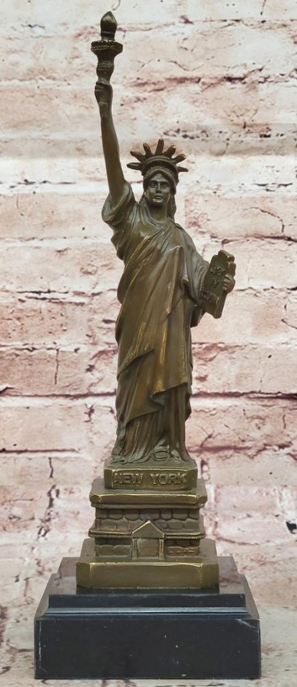 Statue of Liberty Bronze Sculpture by Fisher – New York Landmark on Marble Base – 11.5" x 4": Statue of Liberty Bronze Sculpture by Fisher – New York Landmark on Marble Base – 11.5" x 4" This original bronze sculpture by Fisher captures the timeless grandeur of the Statue of Libert