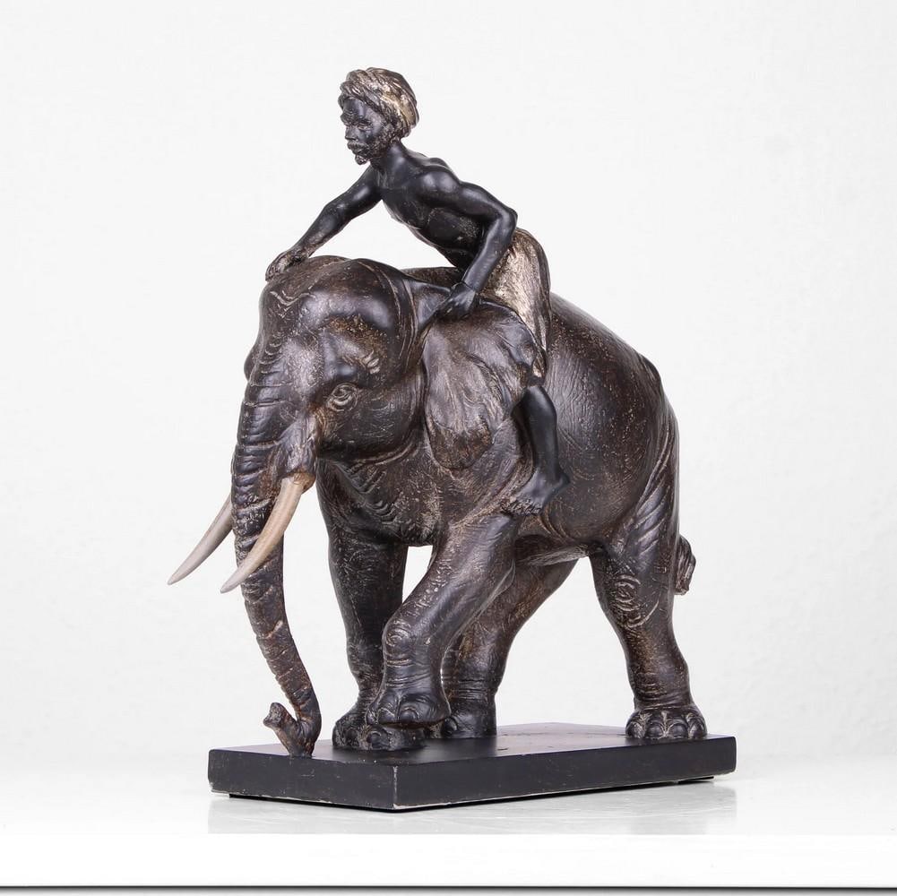 Elephant Rider – Artistic Resin Sculpture: Elephant Rider – Artistic Resin Sculpture This finely crafted resin statue is shaped with precision and enhanced by subtle patinas for a sophisticated finish. Made from premium designer resin, its i