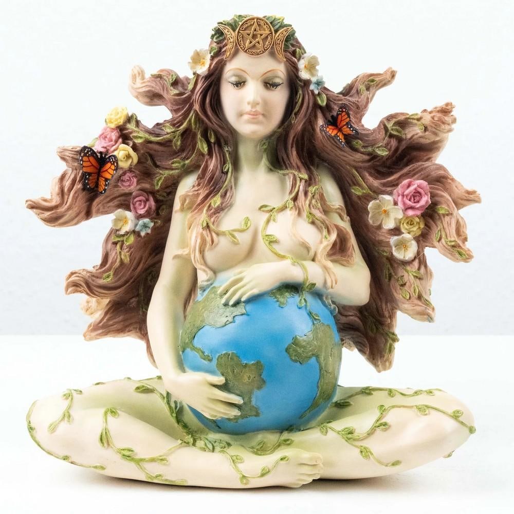 Gaia, Earth Mother – Vibrant Resin Sculpture: Gaia, Earth Mother – Vibrant Resin Sculpture The Earth Mother Gaia statue, vibrant with a stunning palette of colors, embodies the sacred spirit of nature’s guardian. A graceful addition to any se