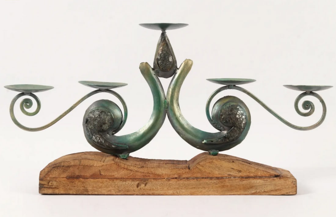 22" Wood and Iron 5-Cup Designer Candle Holder – Rustic Elegance for Modern Spaces: 22" Wood and Iron 5-Cup Designer Candle Holder – Rustic Elegance for Modern Spaces Elevate your home decor with this stunning 22" Wood and Iron Five Cups Designer Candle Holder, a perfect fu