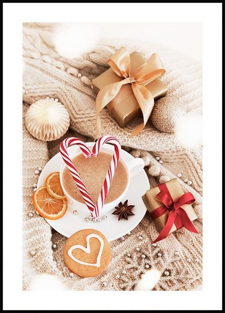 Winter Cup of Warmth Wall Art Poster - 28" x20": Winter Cup of Warmth Wall Art Poster - 28" x20" Elevate the cozy ambiance of your space with our Winter Cup of Warmth Wall Art Poster. This 28" x 20" poster features a heartwarming dep