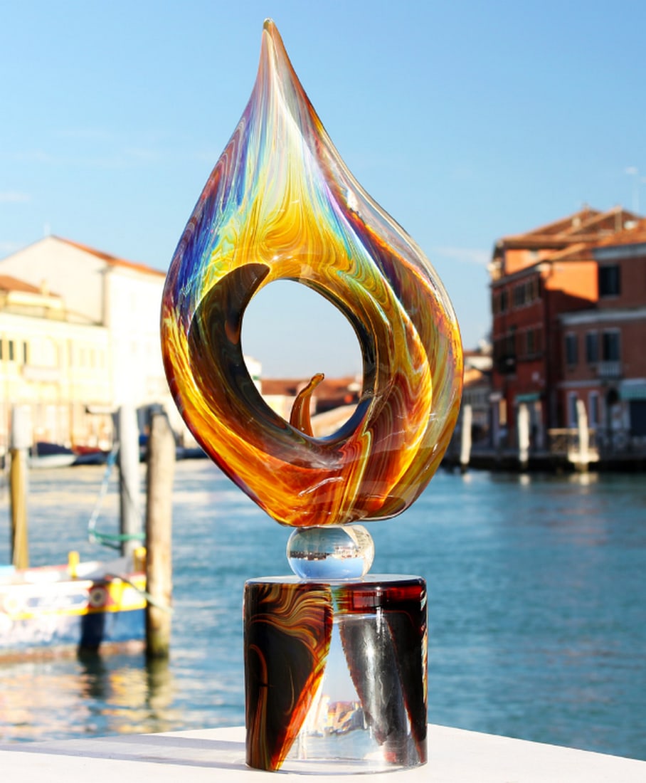 Calla Flower - Chalcedony Glass - Handcrafted Murano Glass: Calla Flower - Chalcedony Glass - Handcrafted Murano Glass This handcrafted Murano glass calla flower sculpture is made from chalcedony and clear glass. Sculpted entirely by hand, the piece displays s