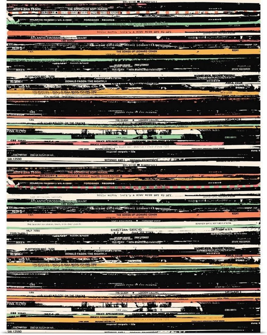 Recordsss Vintage Poster Print: Recordsss Vintage Poster Print "Recordsss" is a whimsical poster print by Florent Bodart that blends elements of nostalgia, nature, and technology into a playful composition. This poster print