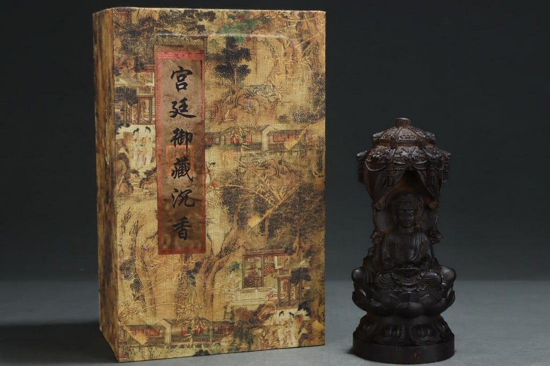 Inspired Old Collection Three-Sided Agarwood Buddha: Inspired Old Collection Three-Sided Agarwood Buddha A rare and finely carved three-sided Buddha statue crafted from aromatic aged agarwood. This unique piece features detailed depictions of Buddha on