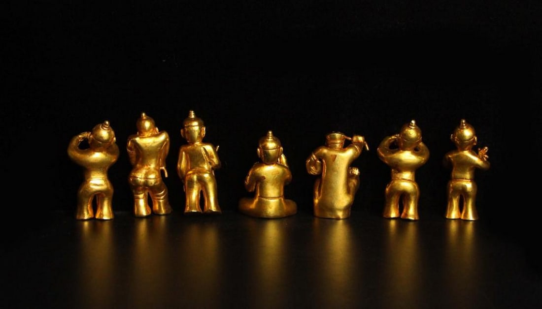 Old Gilt Leren Figures Set - 2